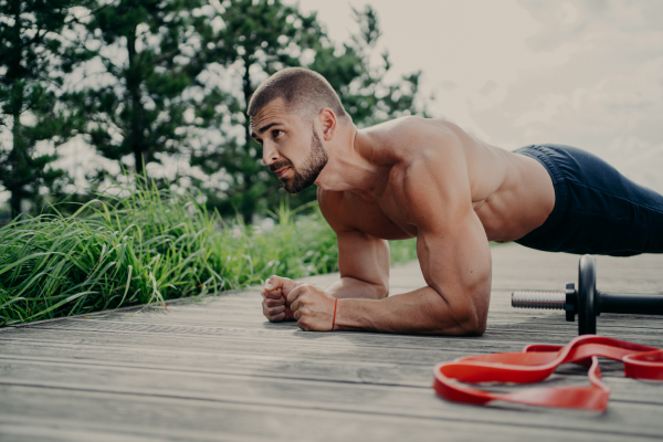 man doing plank exercise